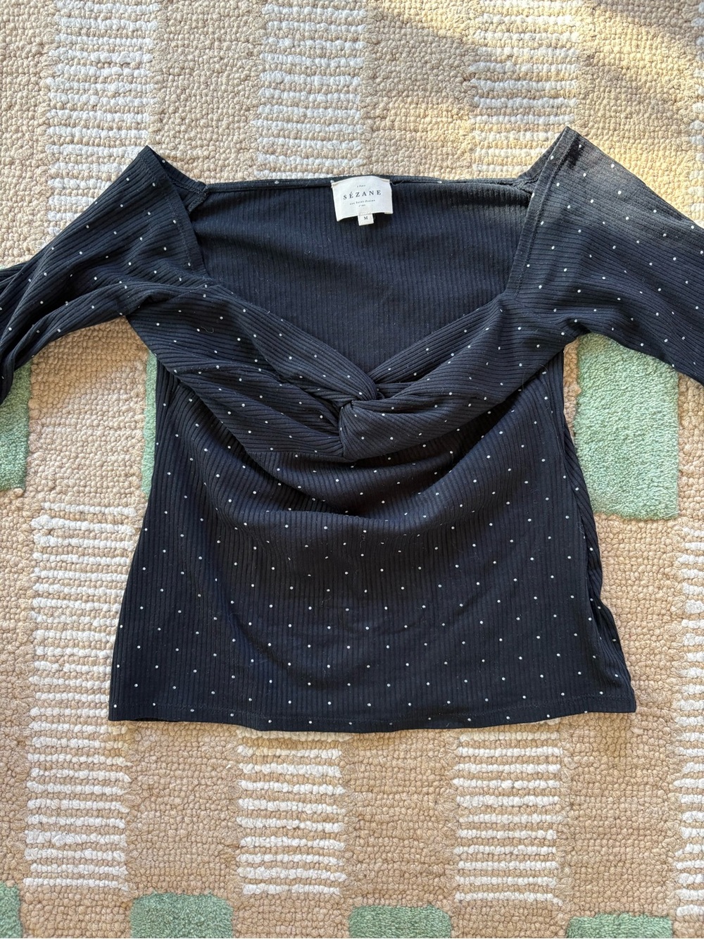 Sezane Twisted Drape Long-Sleeve Top M